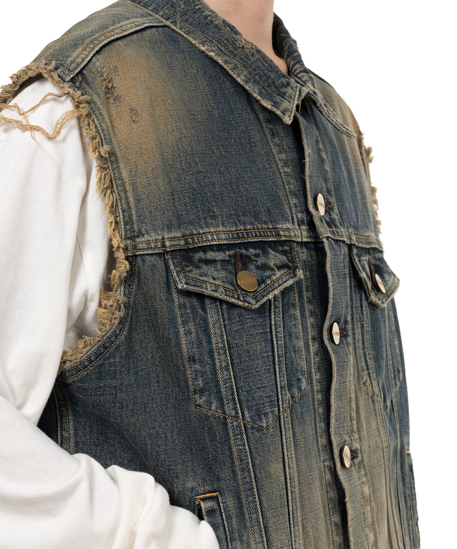 Embroidered Denim Vest