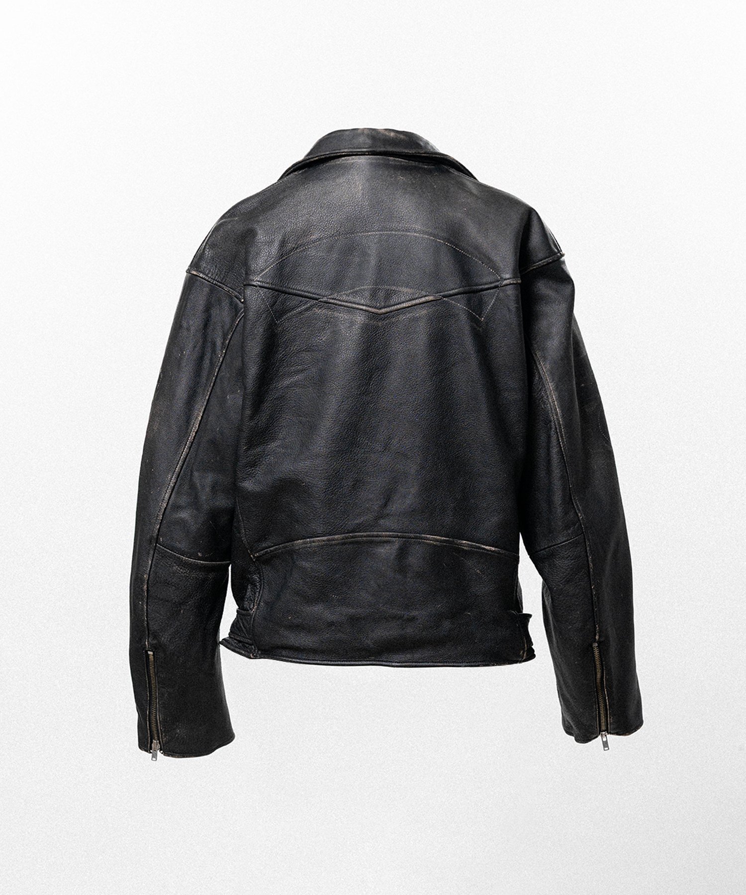 Distressed Leather Biker Jacket