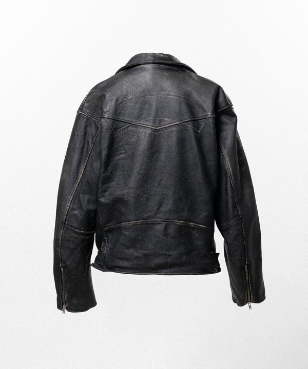 Distressed Leather Biker Jacket