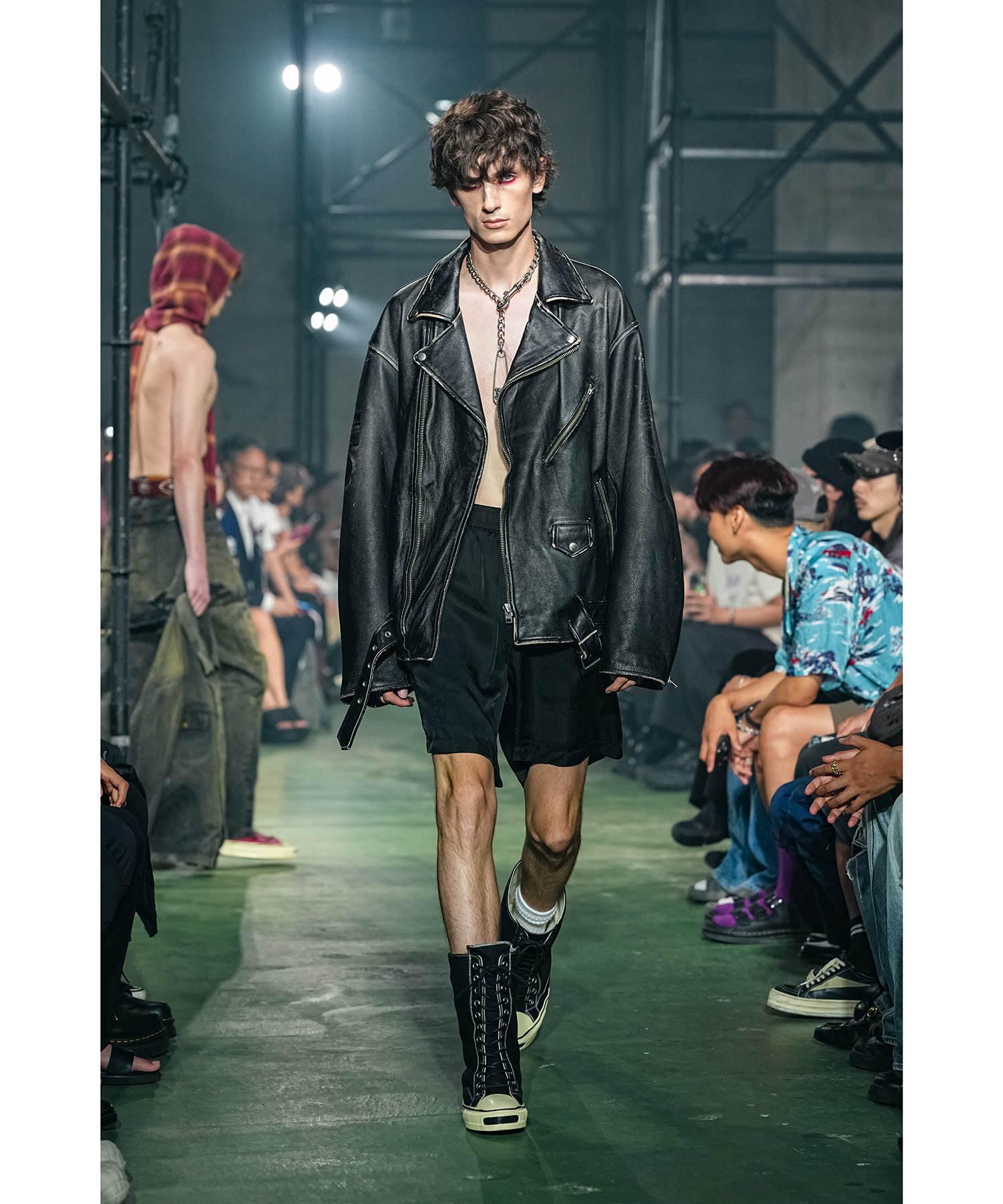 Distressed Leather Biker Jacket