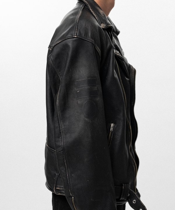 Distressed Leather Biker Jacket
