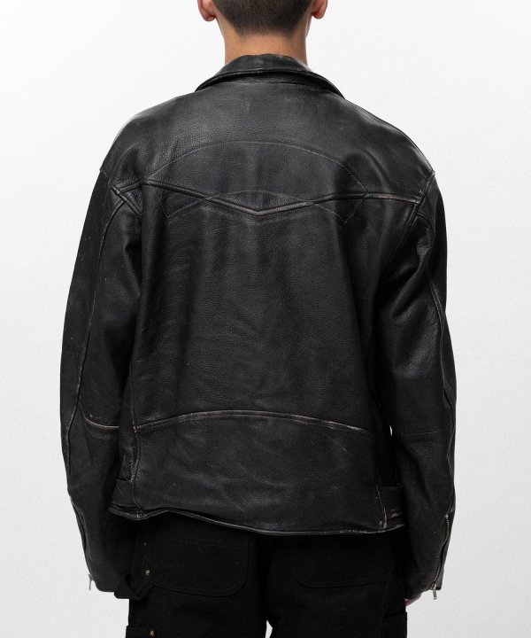 Distressed Leather Biker Jacket