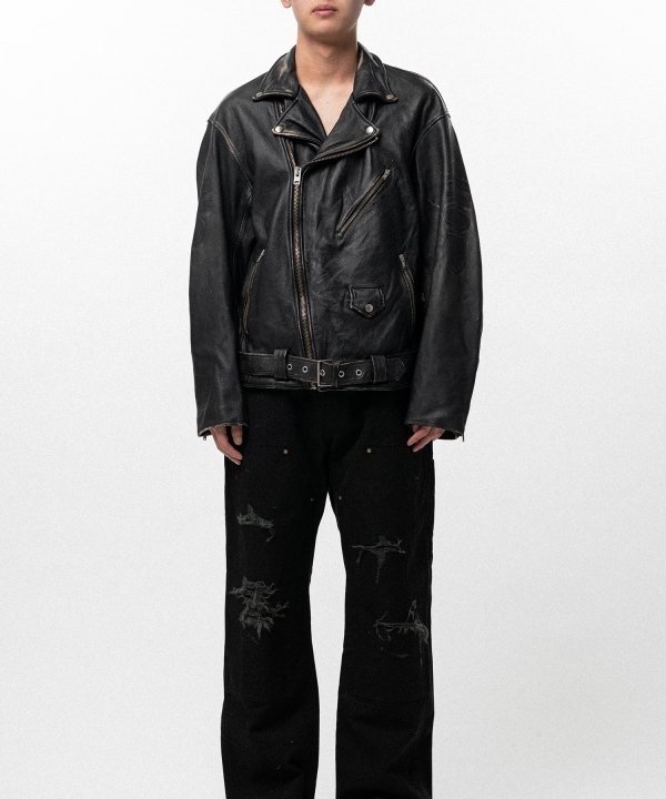 Distressed Leather Biker Jacket