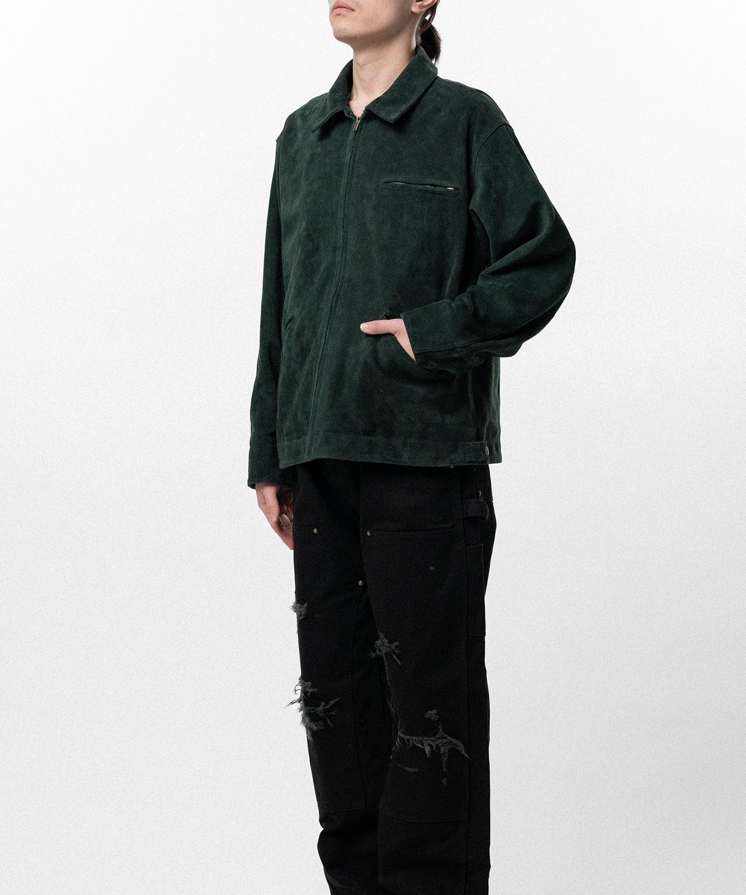 Distressed Suede Work Jacket