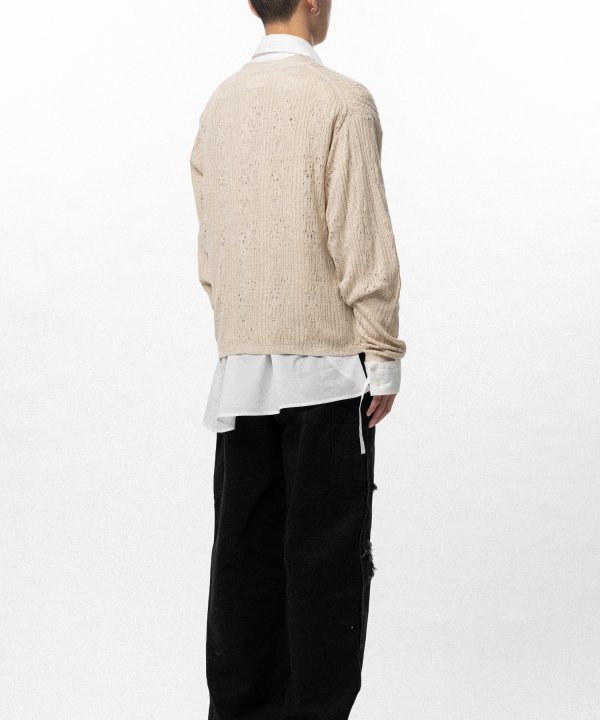 "WAVY KAMIYA" Printed Silk Lace Knit Cardigan