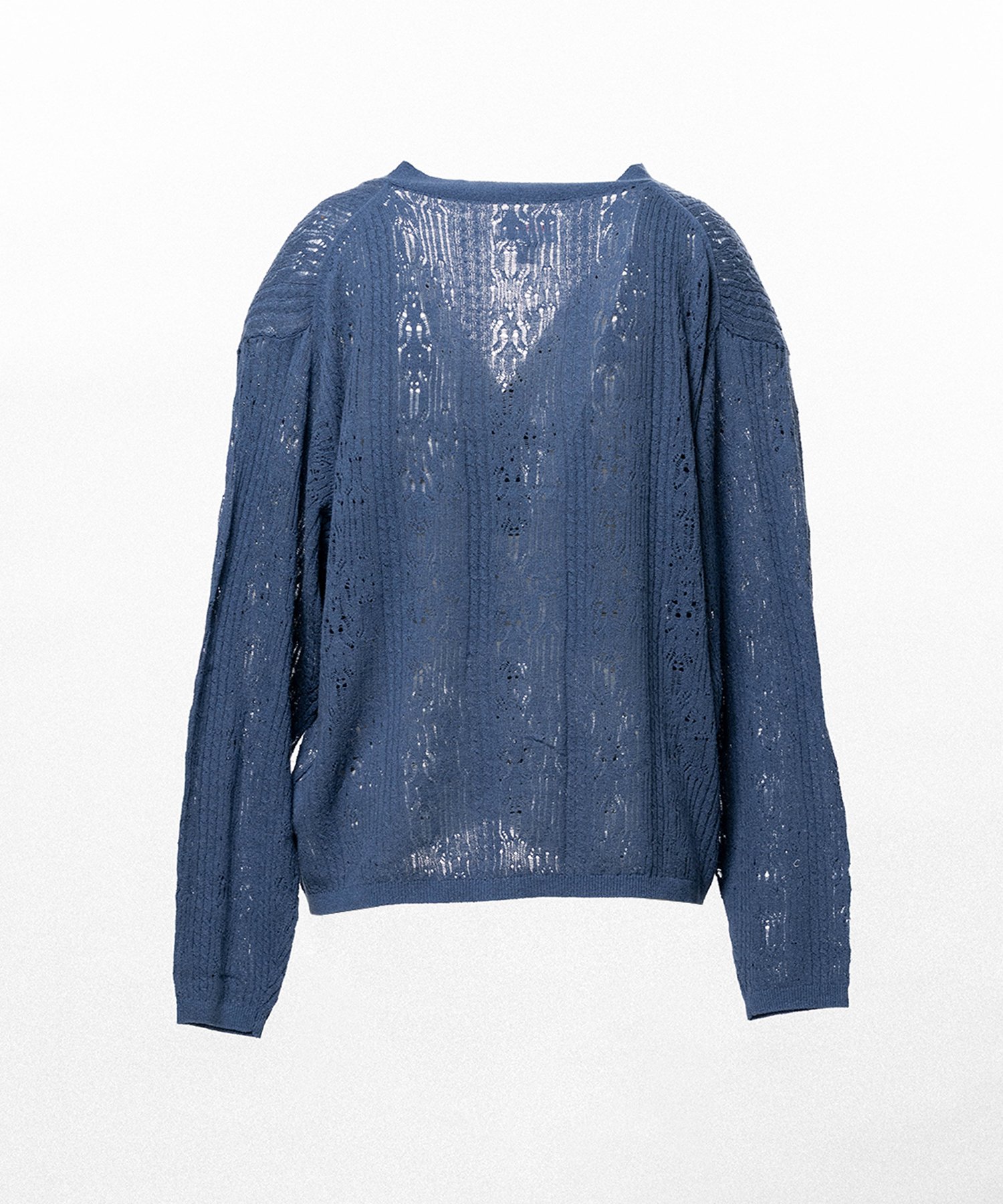 "WAVY KAMIYA" Printed Silk Lace Knit Cardigan