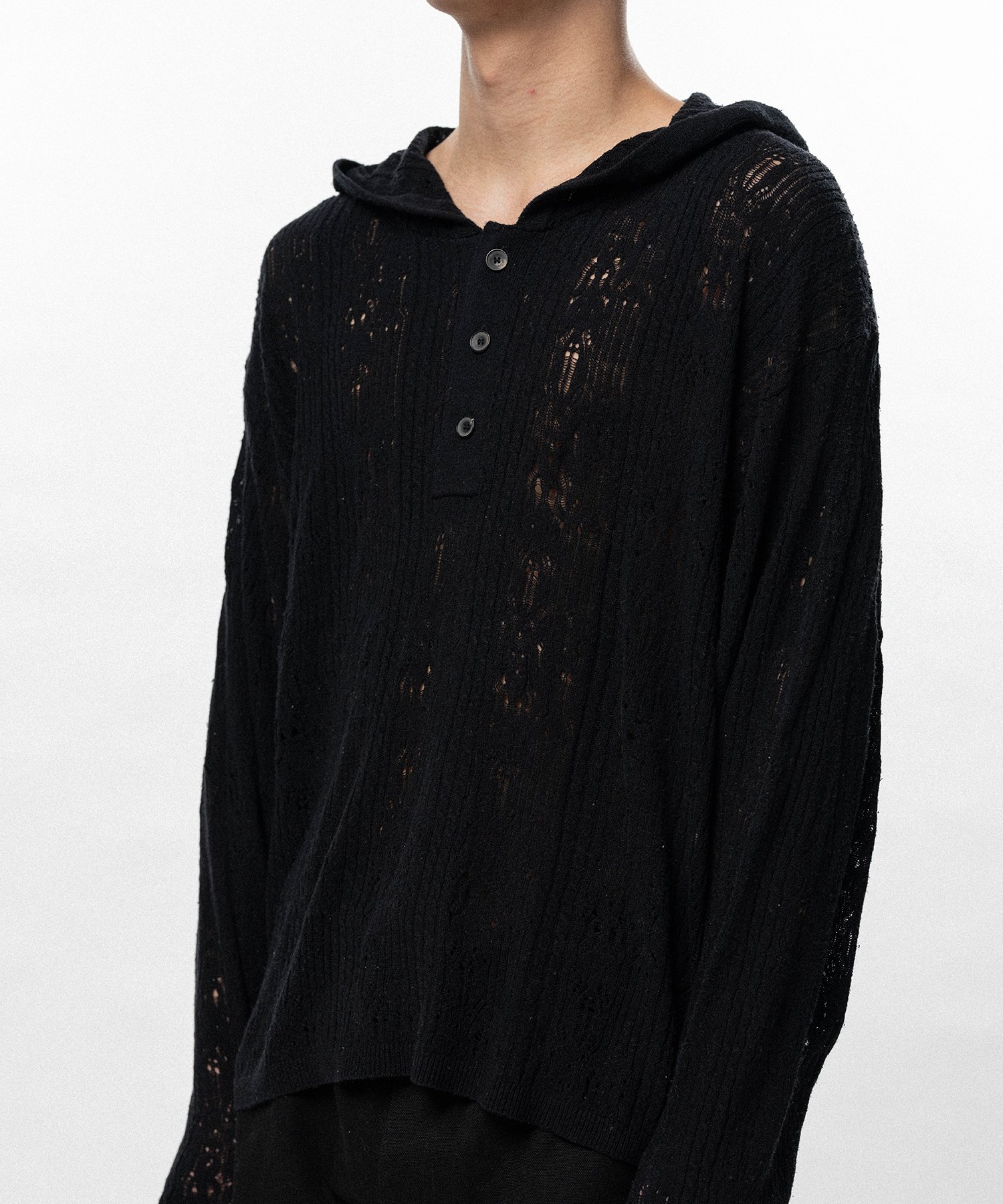 Silk Lace Knit Hoodie