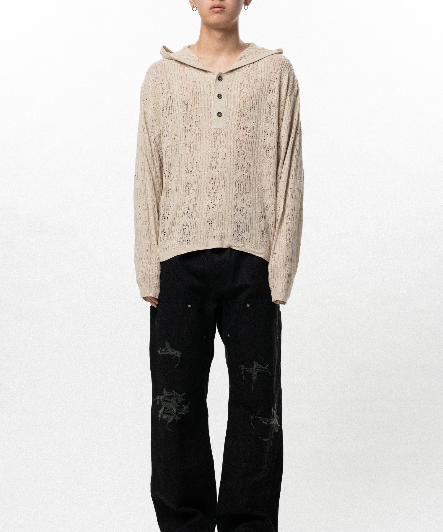 Silk Lace Knit Hoodie