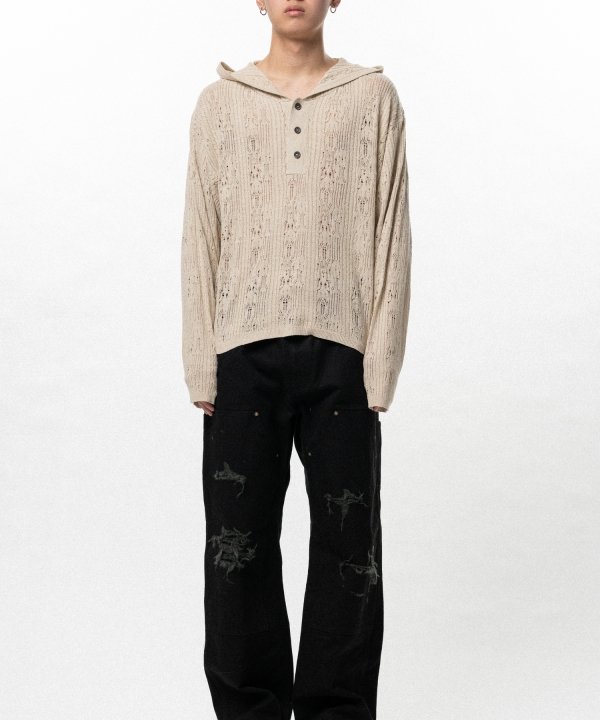 Silk Lace Knit Hoodie