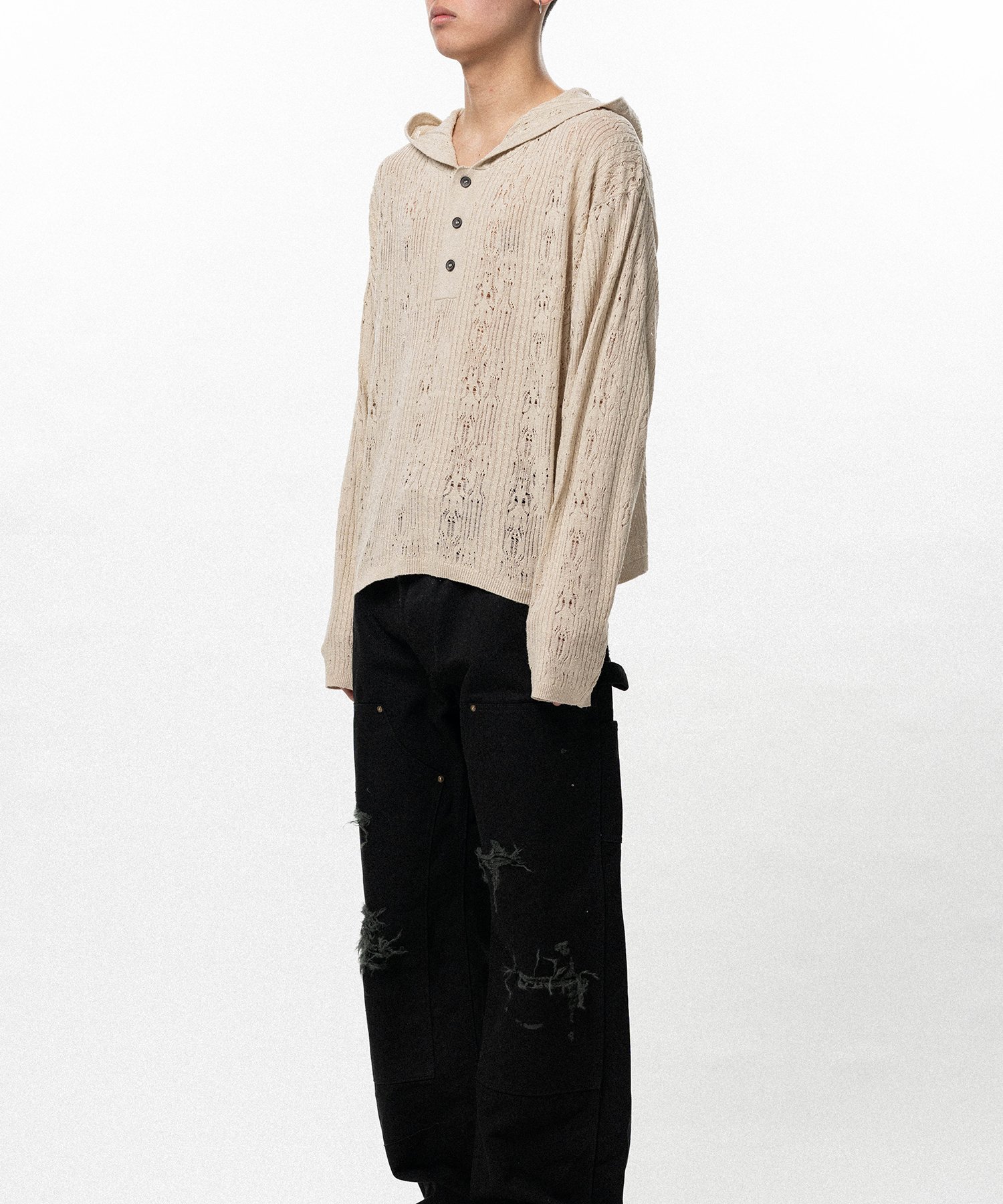 Silk Lace Knit Hoodie