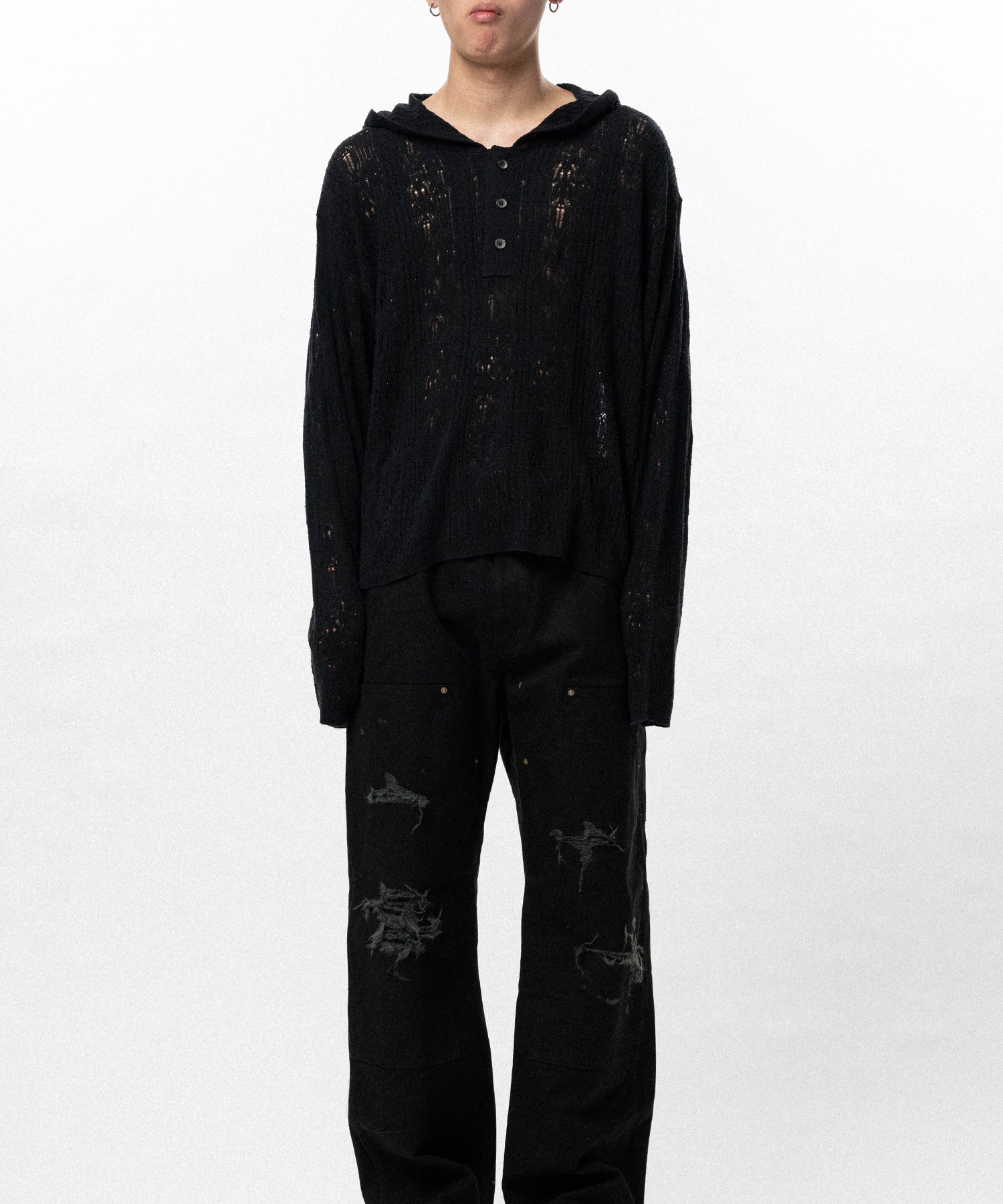 Silk Lace Knit Hoodie