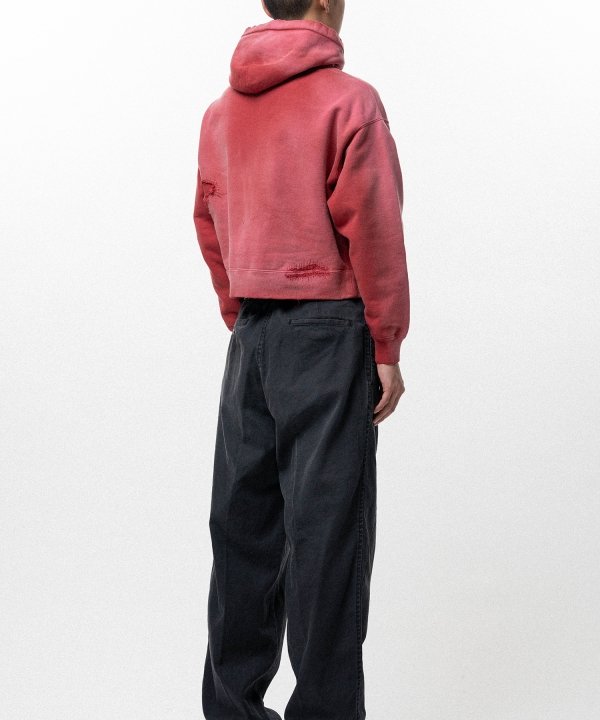 Repaired Name Patch Zip Short Hoodie