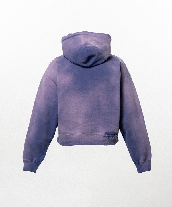 Repaired Name Patch Zip Short Hoodie