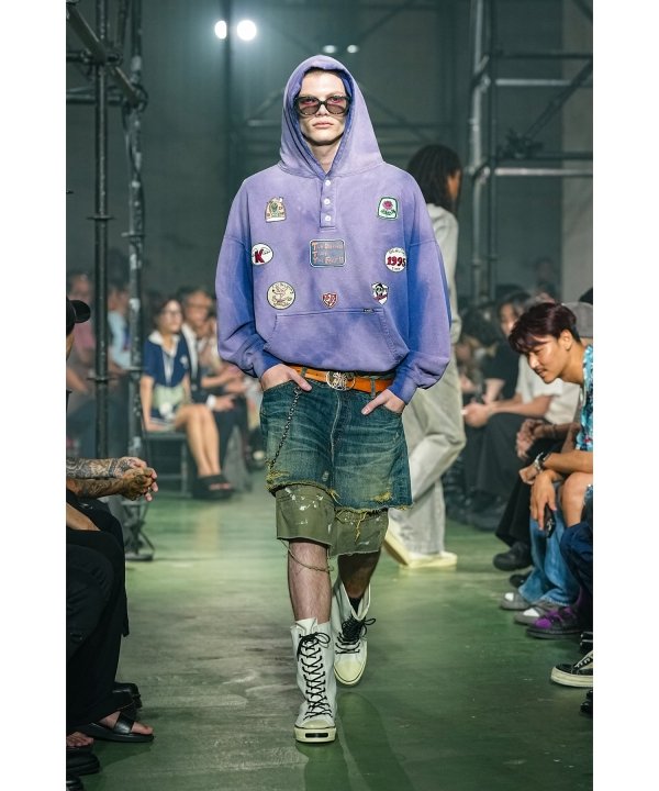 Henry Neck Hoodie T/C with Multi-Patch Details