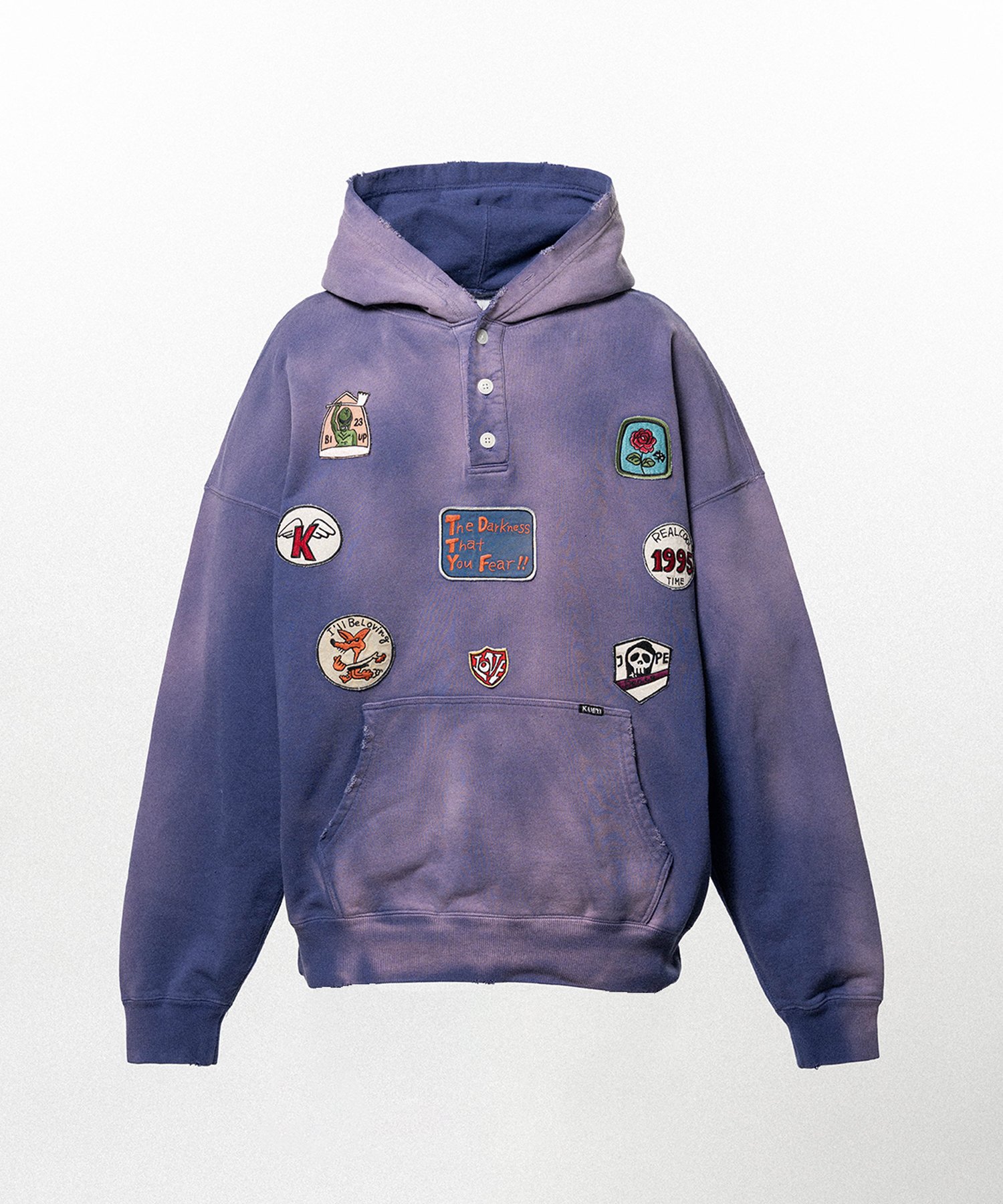 Henry Neck Hoodie T/C with Multi-Patch Details