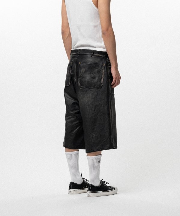 Distressed Leather Painter Shorts