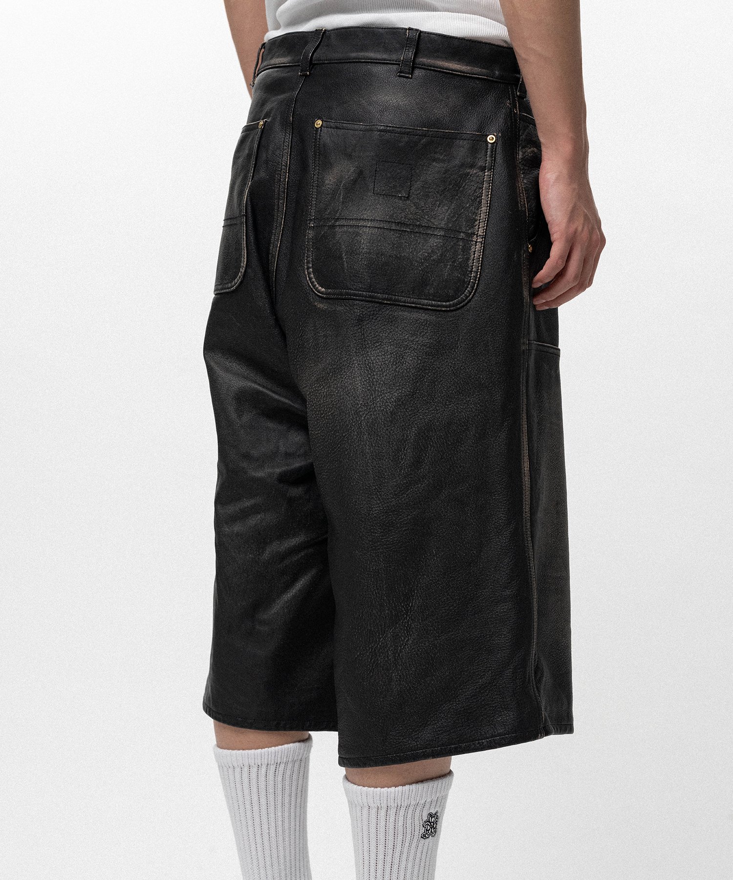 Distressed Leather Painter Shorts