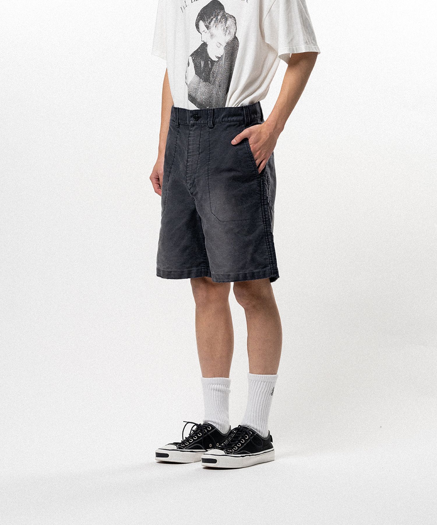 Distressed Moleskin Shorts