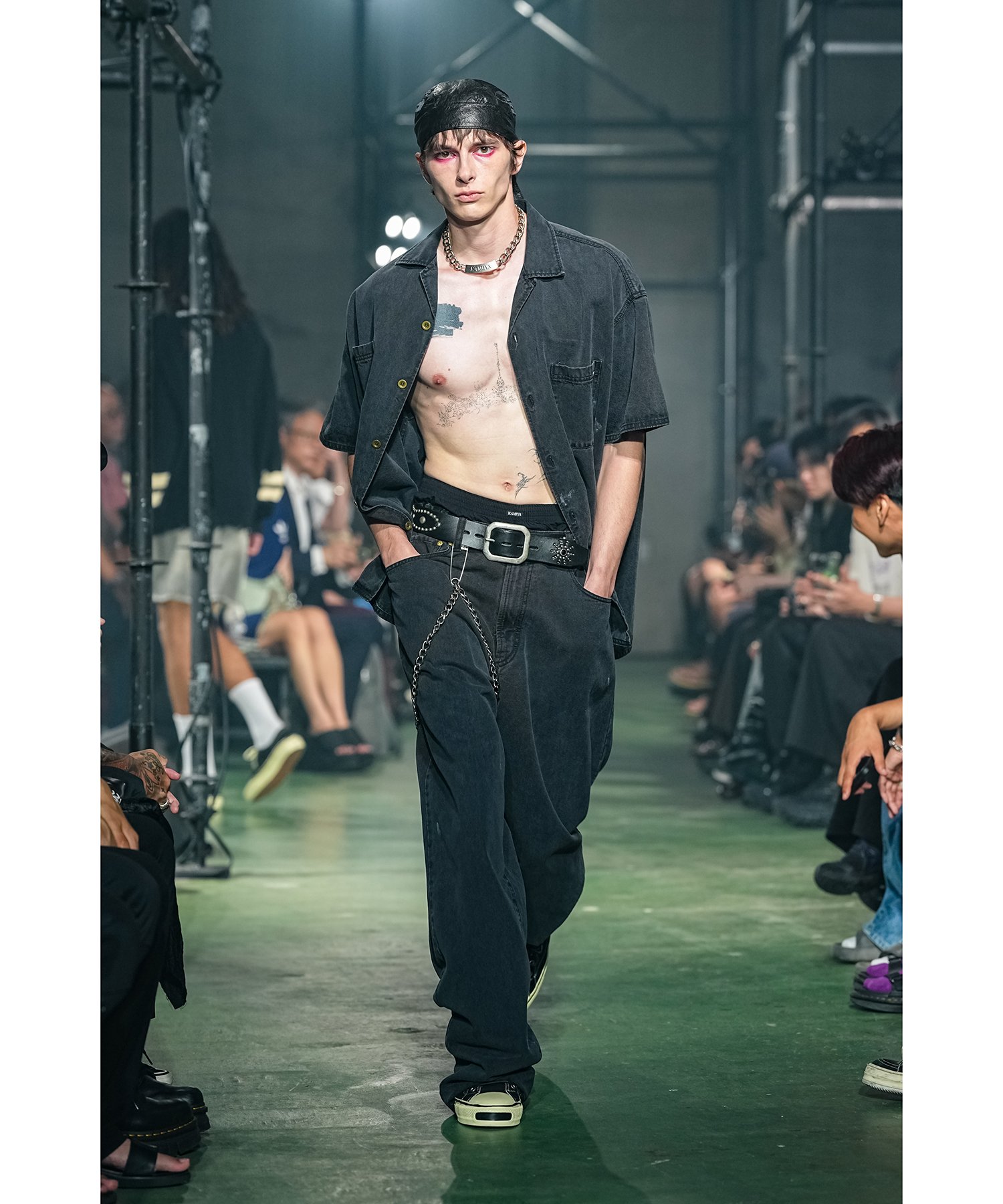 "HTCXX × KAMIYA" Studded Leather Belt