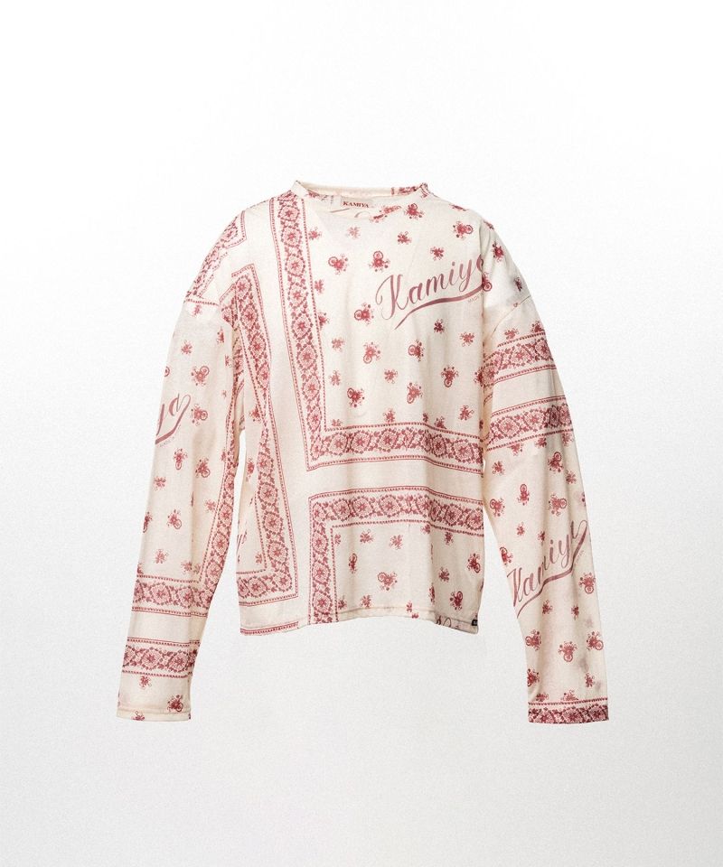 Bandana Print Sheer Jersey Long-Sleeve T-shirt