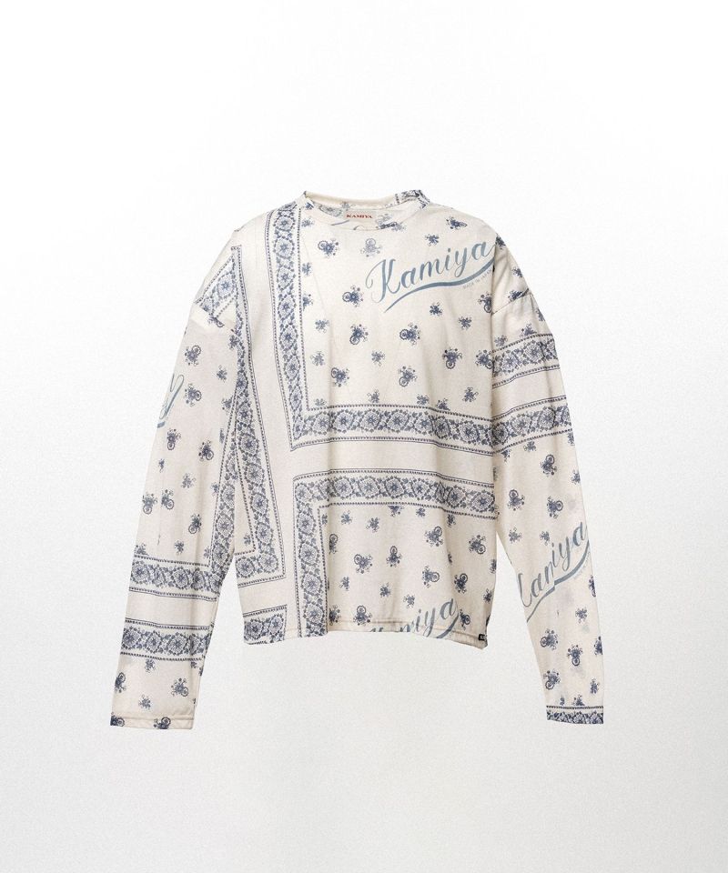 Bandana Print Sheer Jersey Long-Sleeve T-shirt