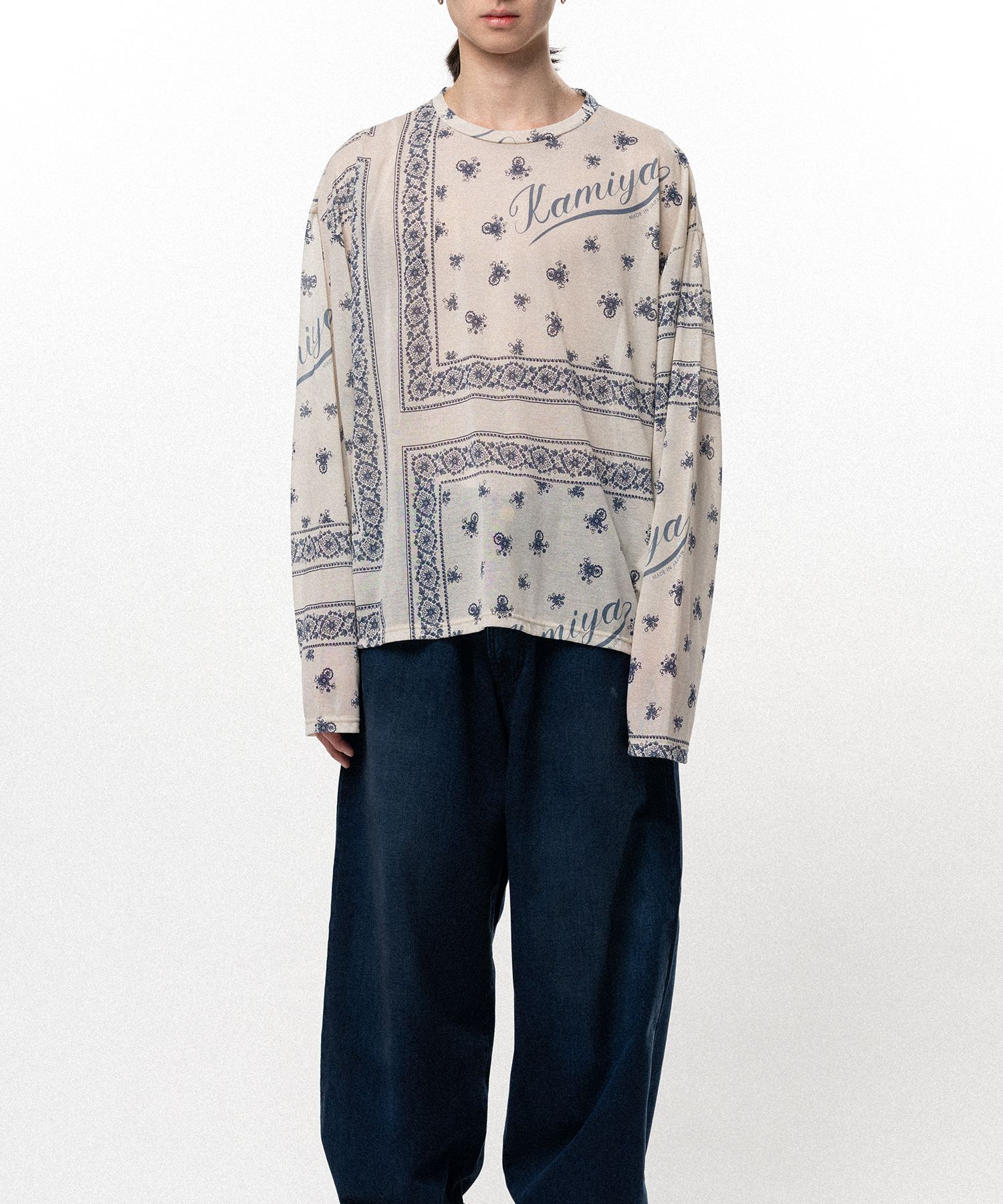 Bandana Print Sheer Jersey Long-Sleeve T-shirt