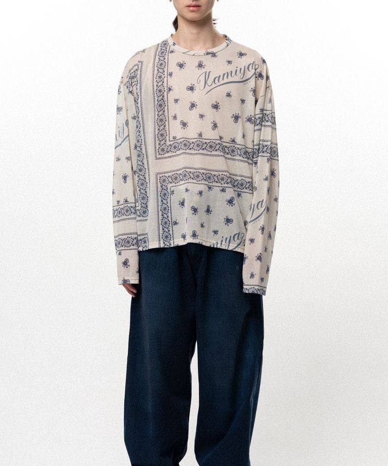 Bandana Print Sheer Jersey Long-Sleeve T-shirt