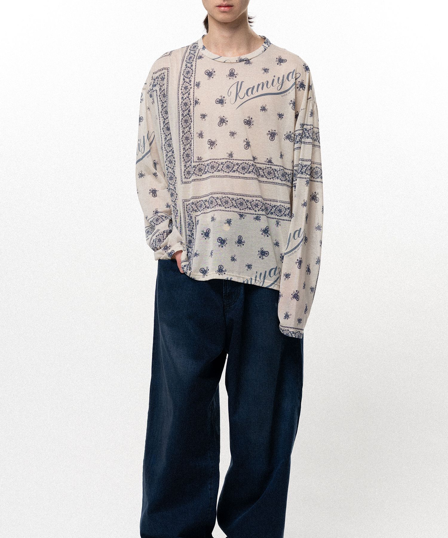 Bandana Print Sheer Jersey Long-Sleeve T-shirt