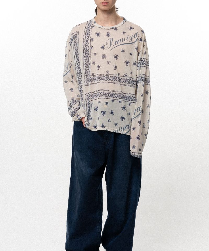 Bandana Print Sheer Jersey Long-Sleeve T-shirt
