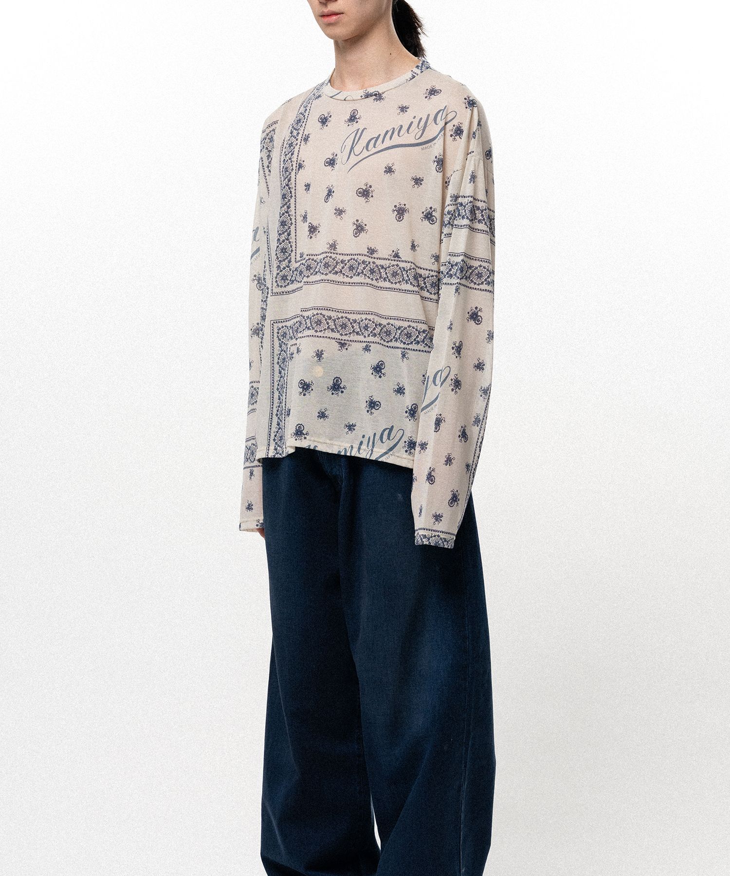 Bandana Print Sheer Jersey Long-Sleeve T-shirt