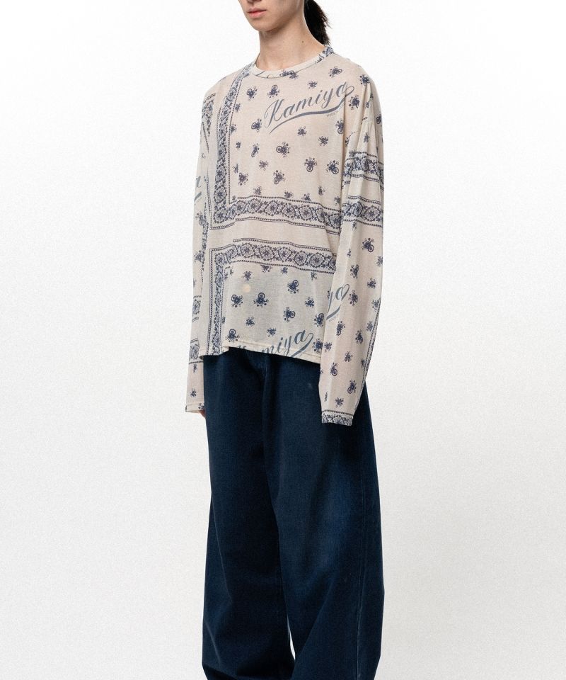 Bandana Print Sheer Jersey Long-Sleeve T-shirt