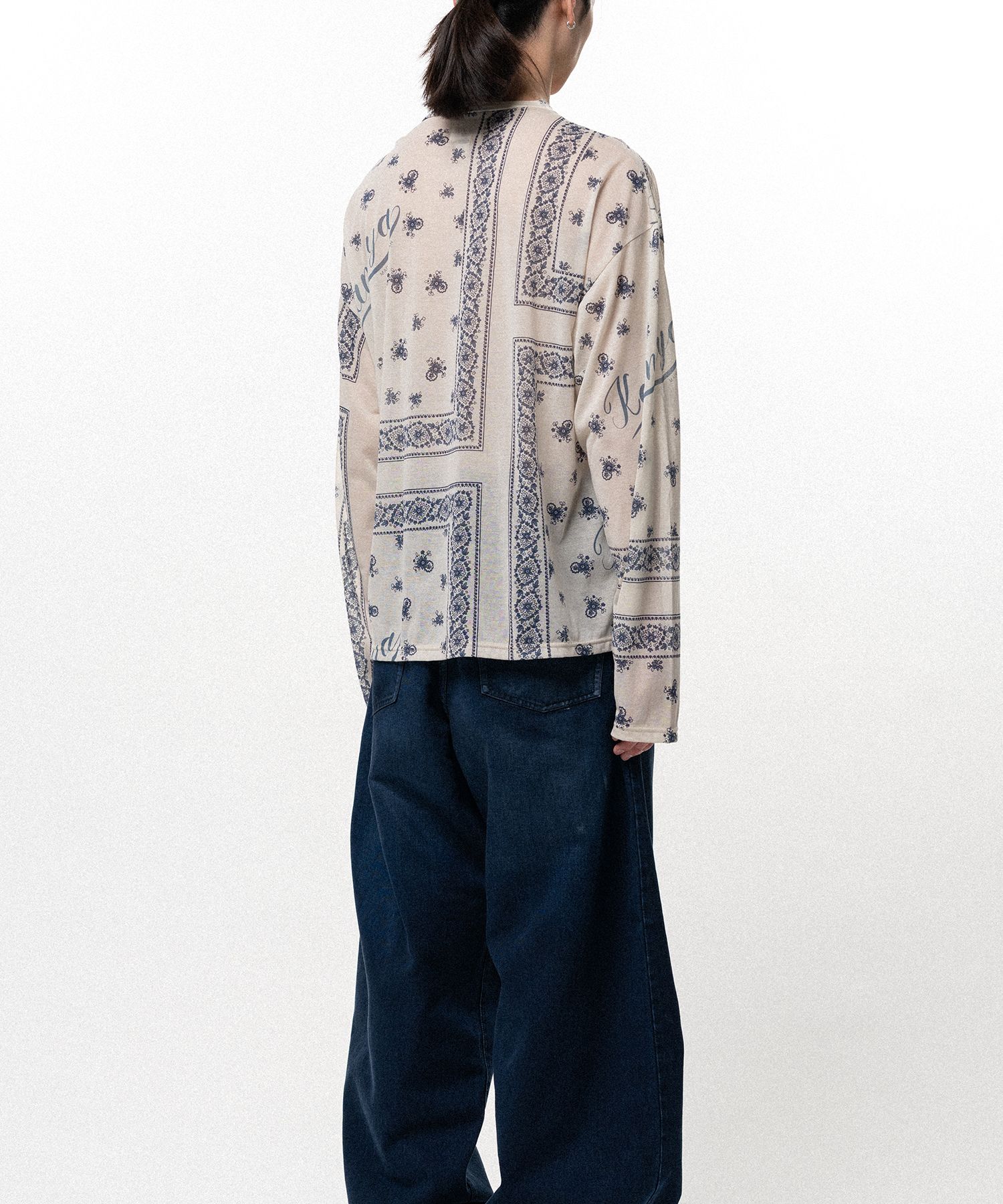 Bandana Print Sheer Jersey Long-Sleeve T-shirt