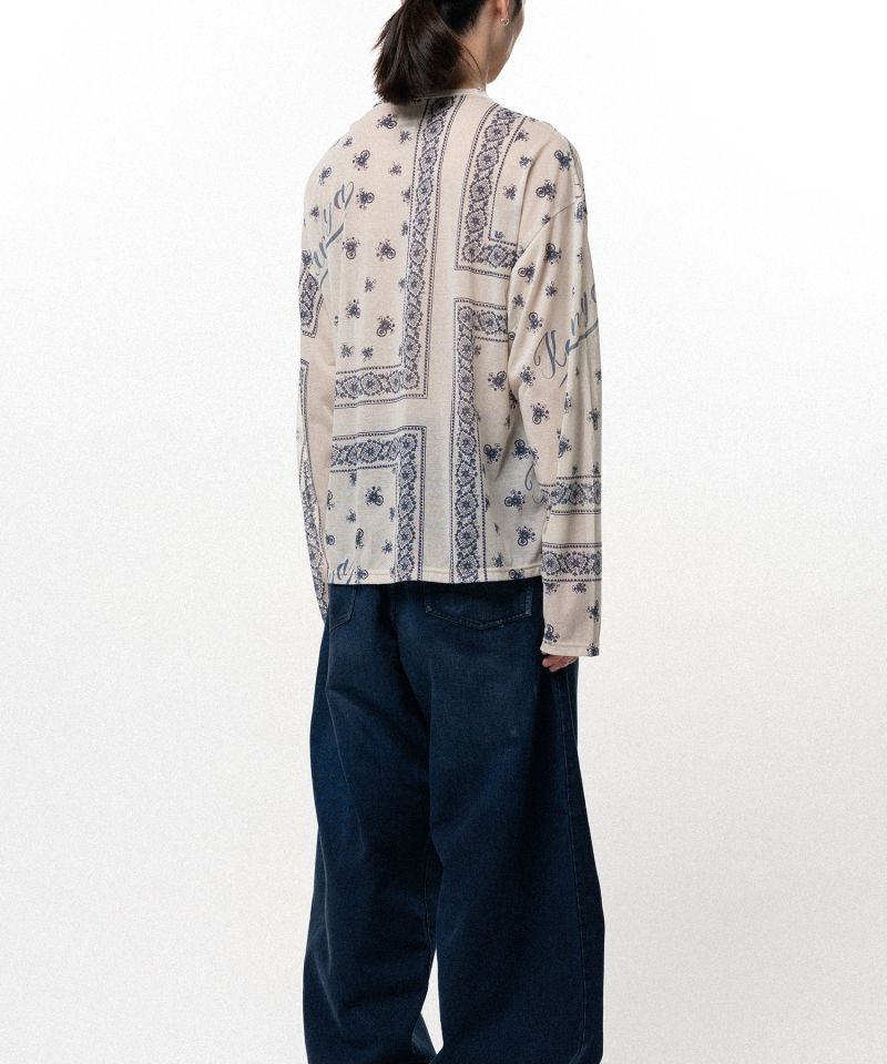Bandana Print Sheer Jersey Long-Sleeve T-shirt