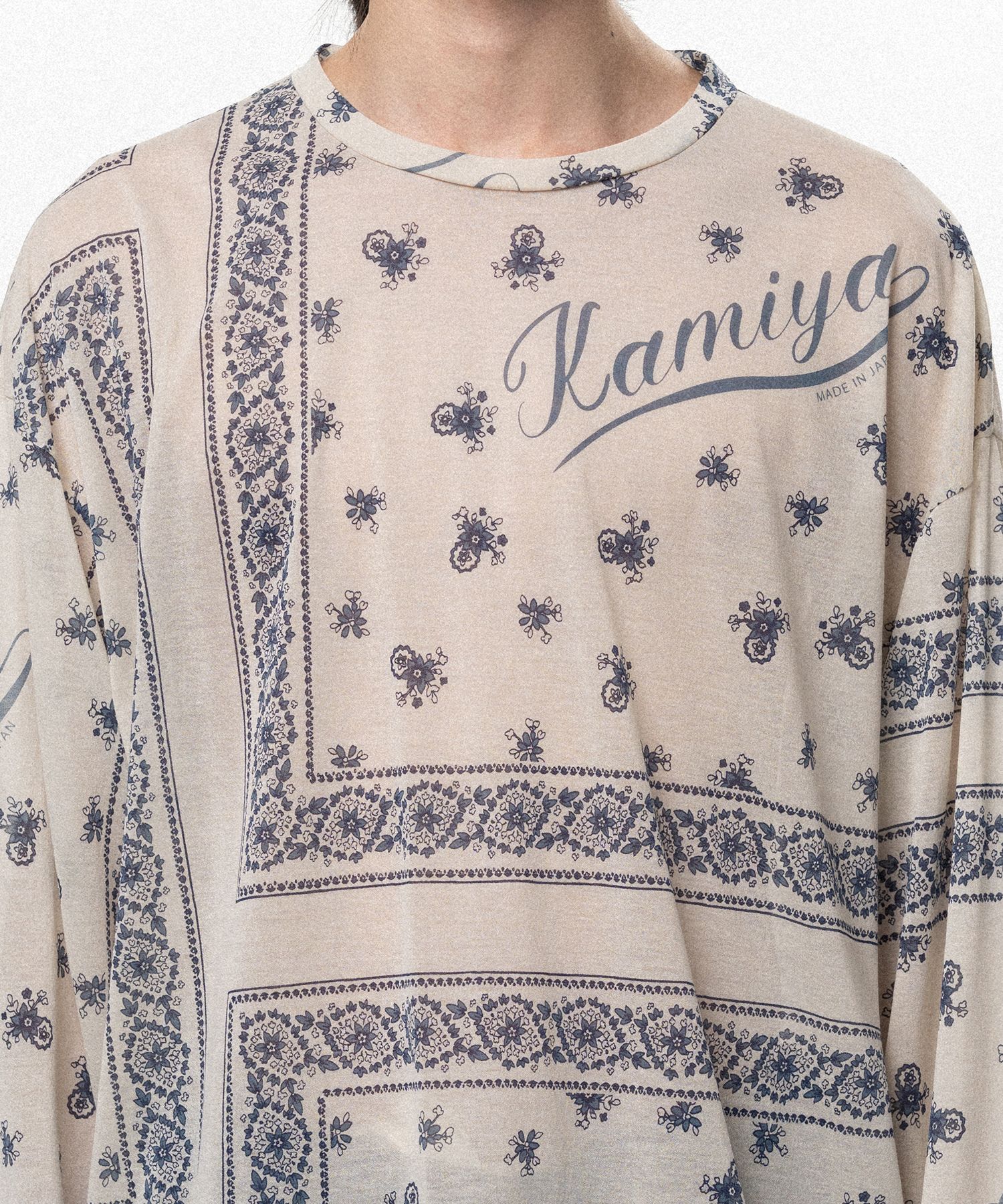 Bandana Print Sheer Jersey Long-Sleeve T-shirt