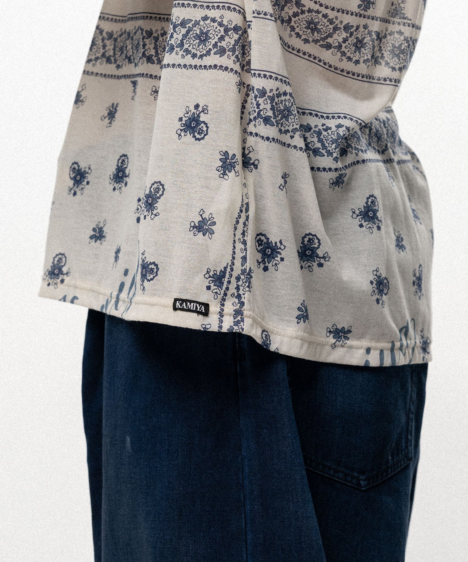 Bandana Print Sheer Jersey Long-Sleeve T-shirt