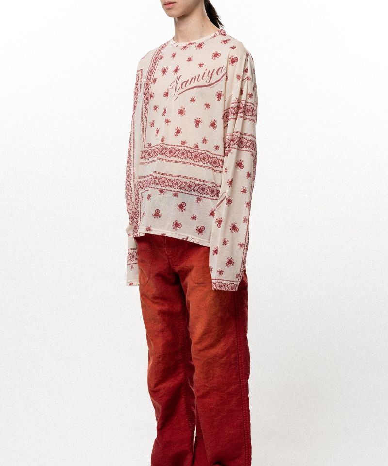 Bandana Print Sheer Jersey Long-Sleeve T-shirt