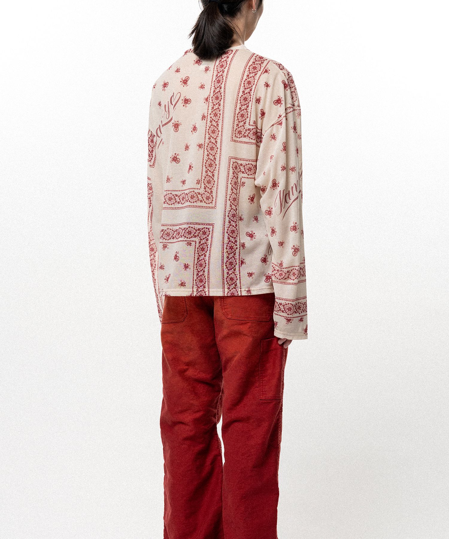 Bandana Print Sheer Jersey Long-Sleeve T-shirt