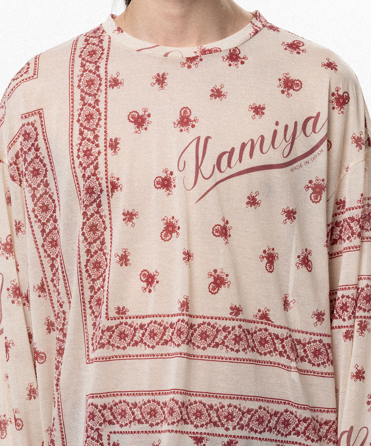 Bandana Print Sheer Jersey Long-Sleeve T-shirt