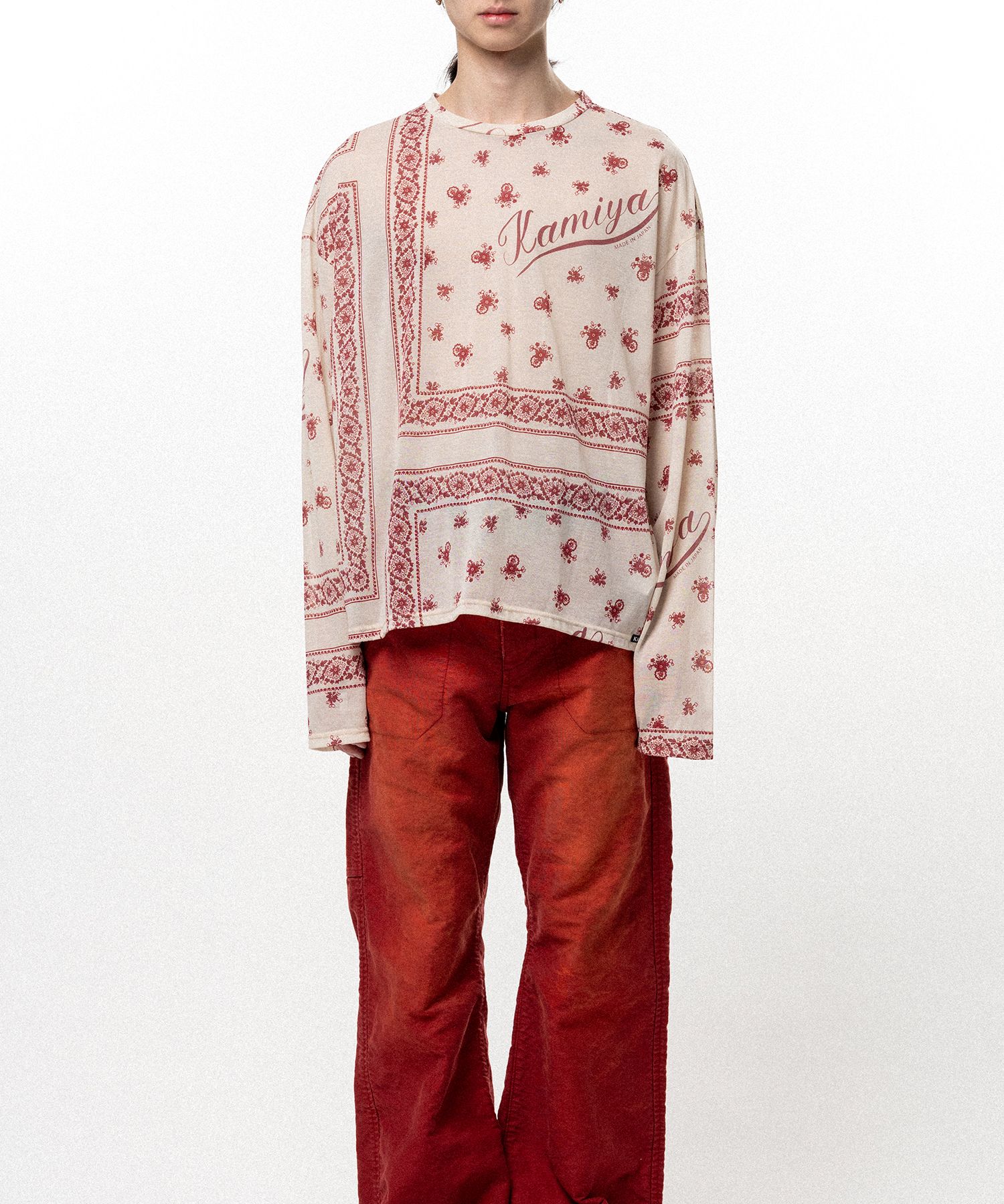 Bandana Print Sheer Jersey Long-Sleeve T-shirt