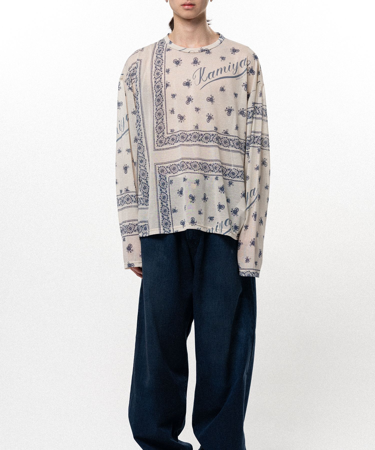 Bandana Print Sheer Jersey Long-Sleeve T-shirt