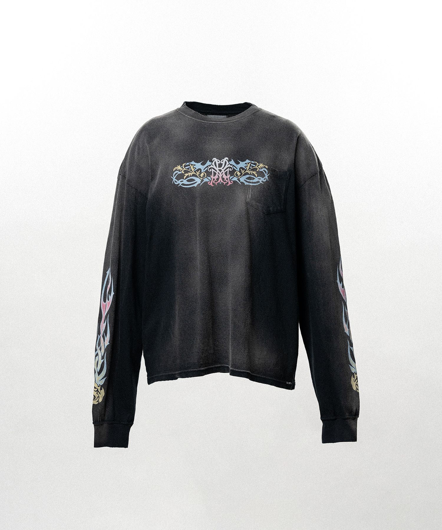 "ROSE-KMY" Distressed Long-Sleeve T-shirt