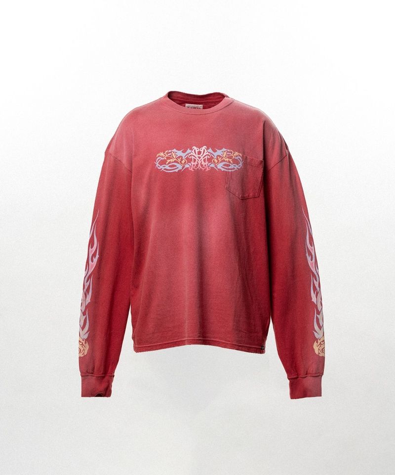 "ROSE-KMY" Distressed Long-Sleeve T-shirt
