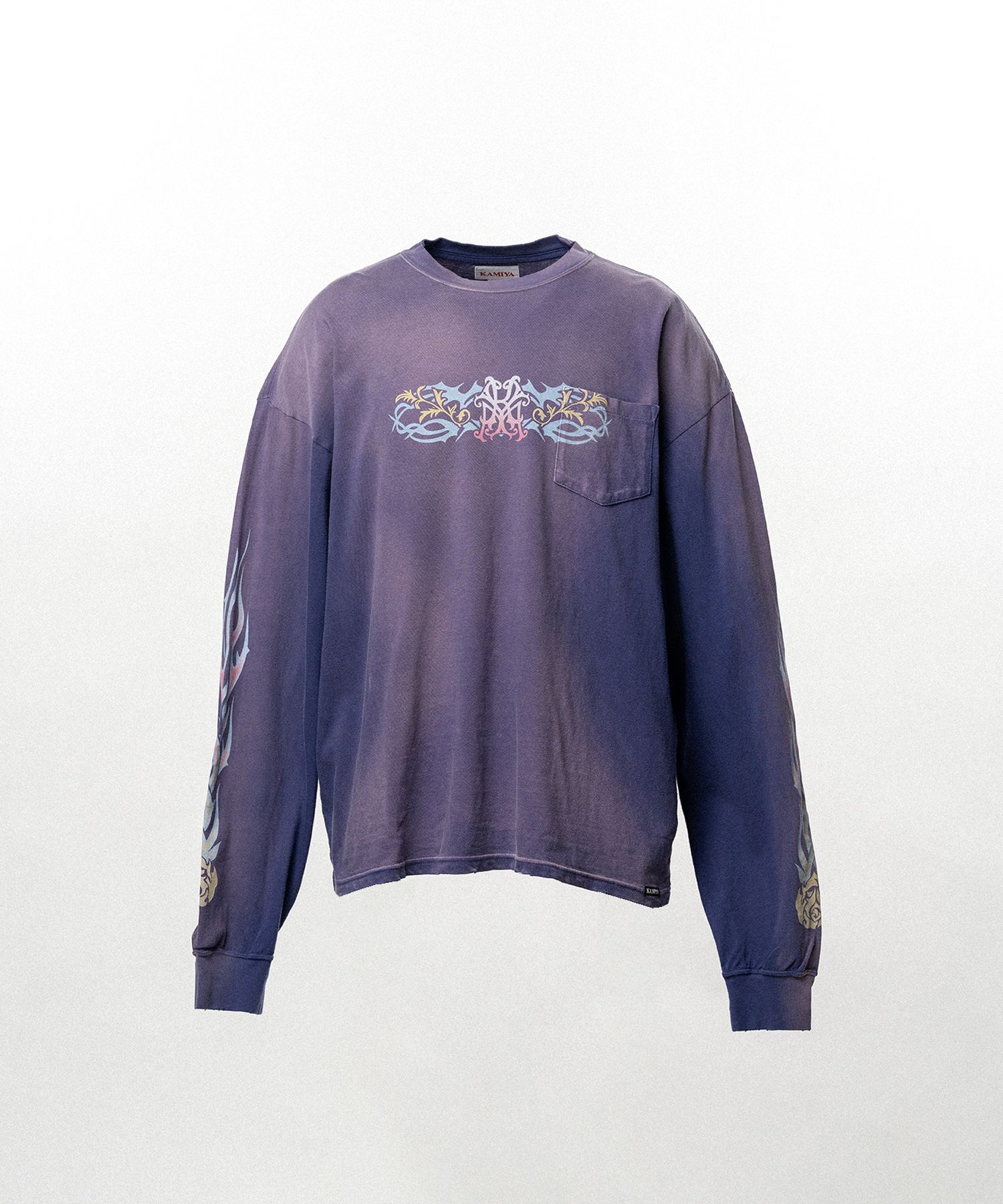 "ROSE-KMY" Distressed Long-Sleeve T-shirt