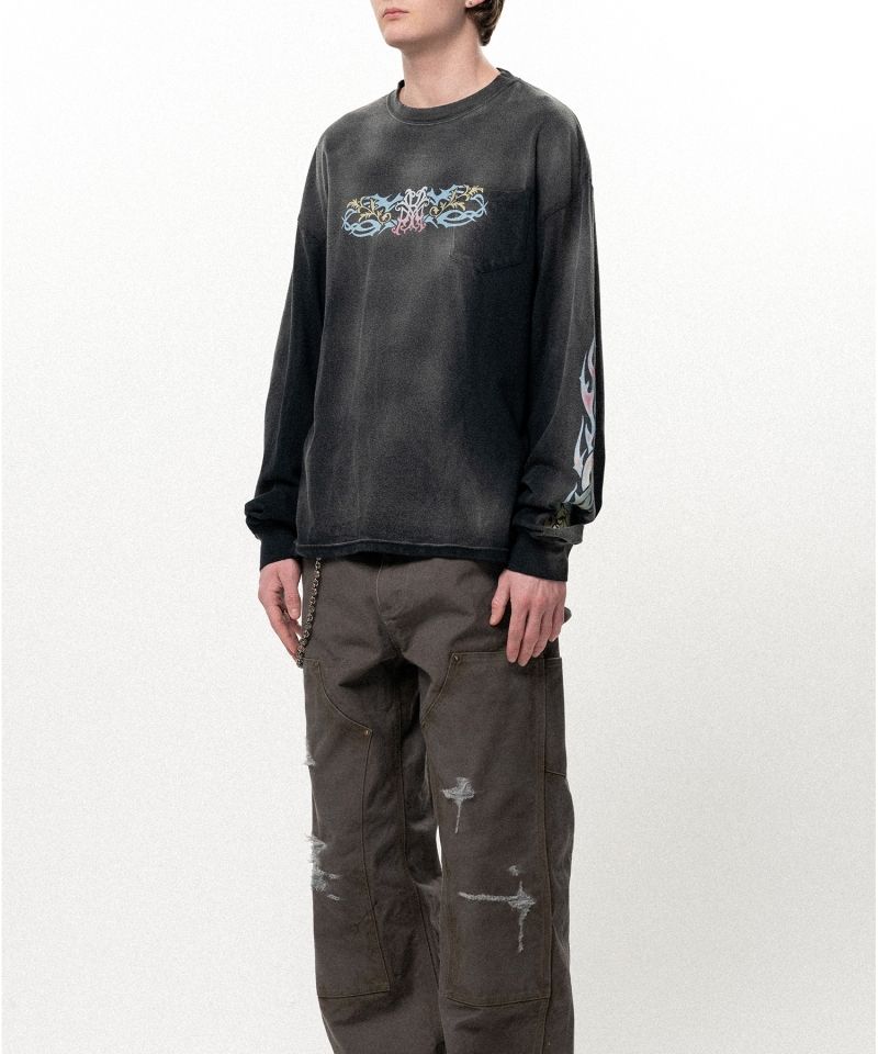 "ROSE-KMY" Distressed Long-Sleeve T-shirt