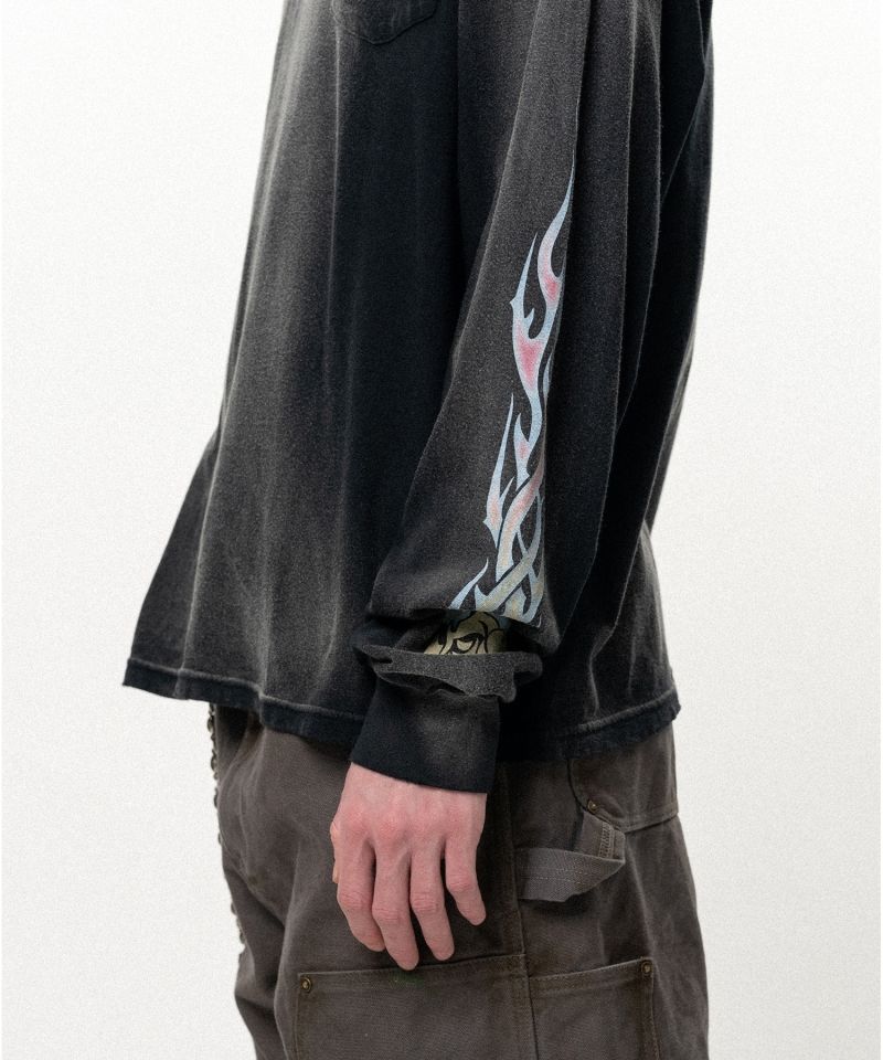 "ROSE-KMY" Distressed Long-Sleeve T-shirt