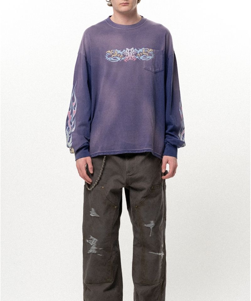 "ROSE-KMY" Distressed Long-Sleeve T-shirt