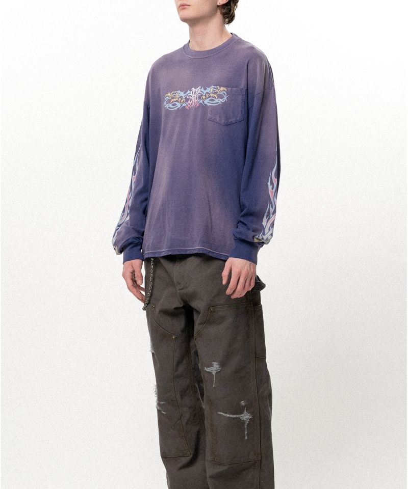 "ROSE-KMY" Distressed Long-Sleeve T-shirt