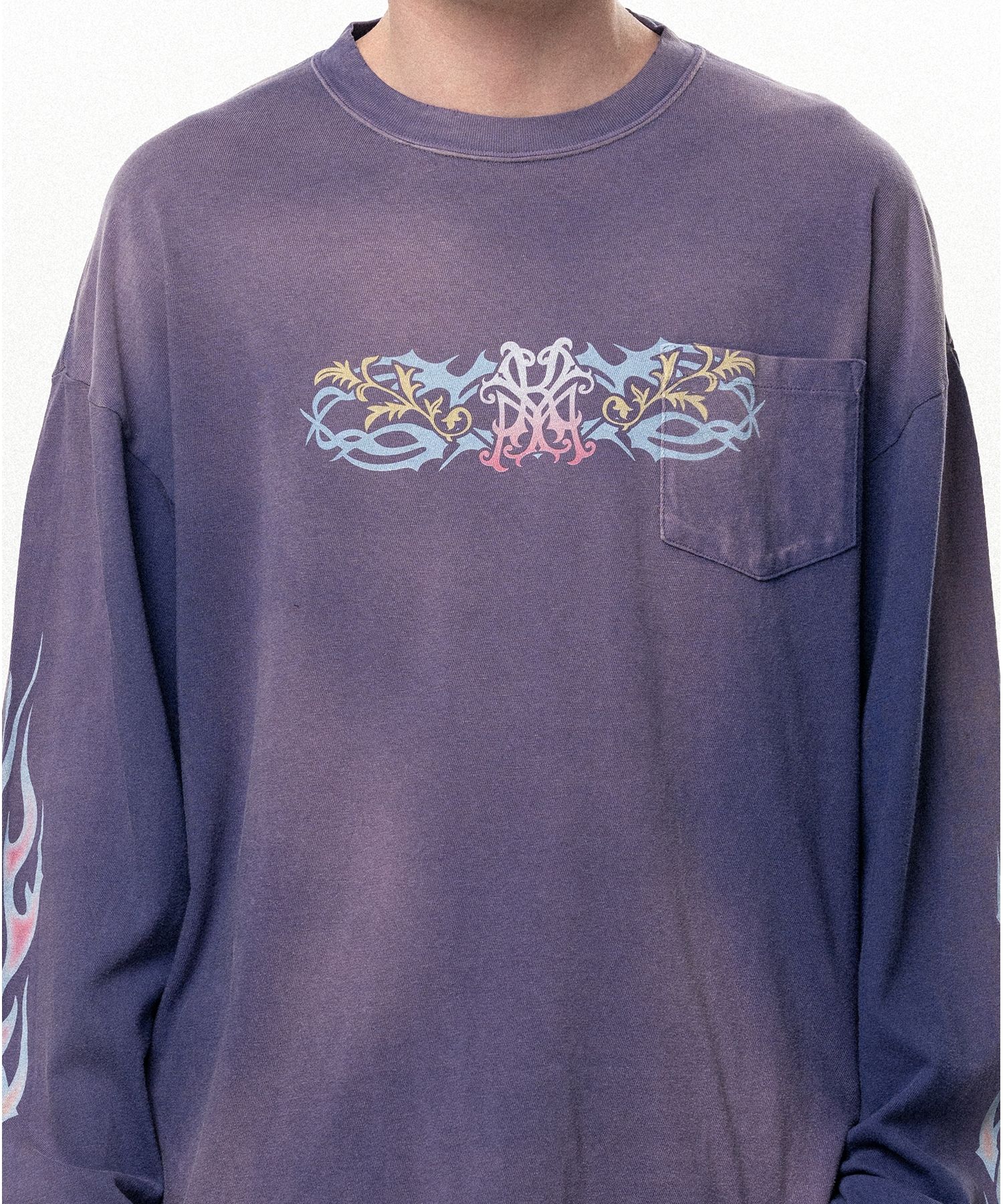 "ROSE-KMY" Distressed Long-Sleeve T-shirt