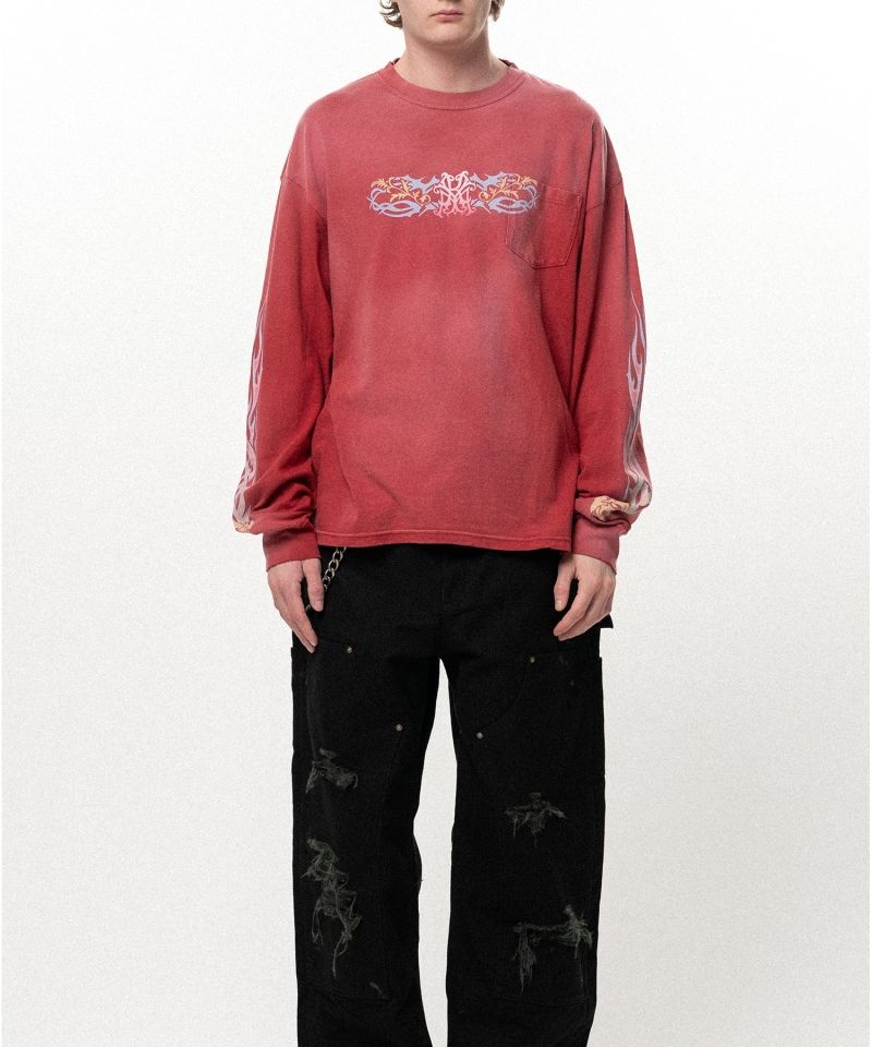 "ROSE-KMY" Distressed Long-Sleeve T-shirt