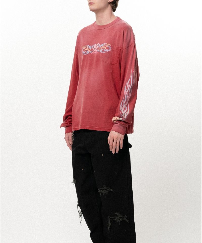 "ROSE-KMY" Distressed Long-Sleeve T-shirt